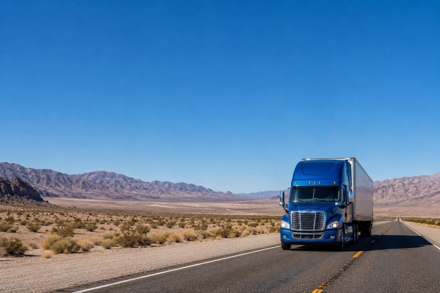 Freight trucks staged at a distribution yard